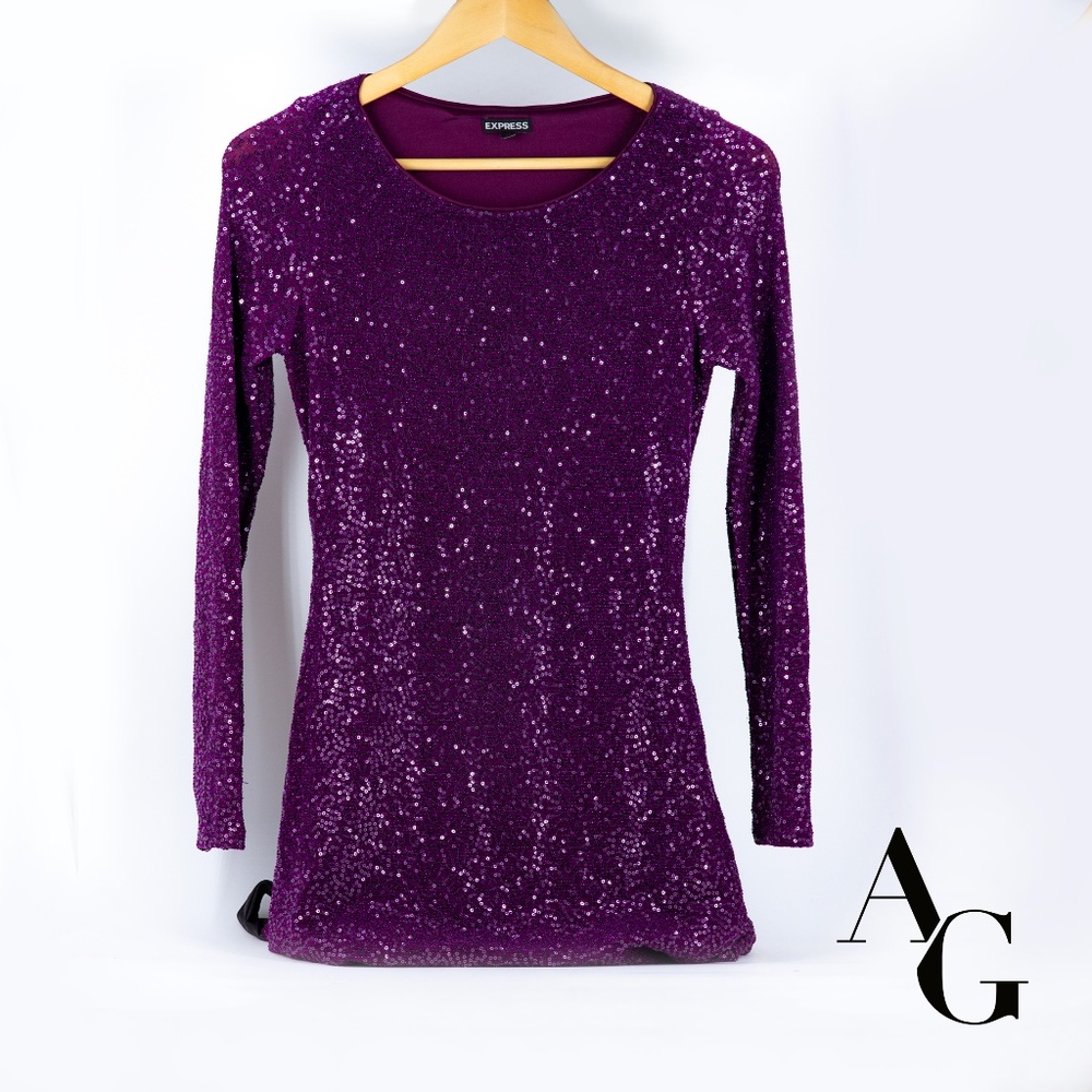 Express Purple Sequin Cocktail Dress Size XS
